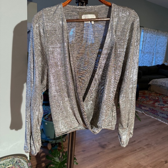 Shimmering silver Anthropologie top - Picture 1 of 3